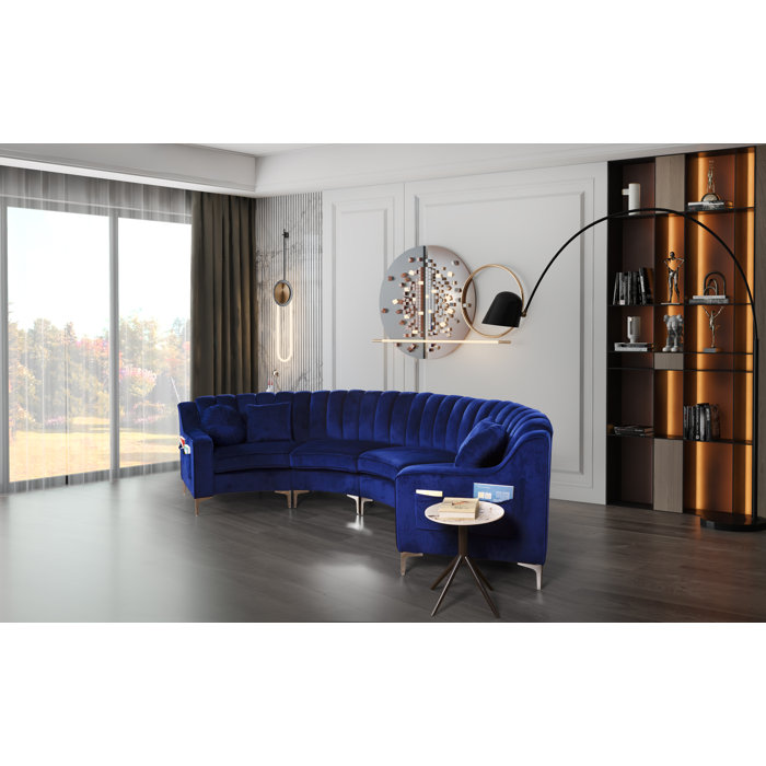 Legend Furniture 142" Wide Upholstered Tufted Velvet Symmetrical